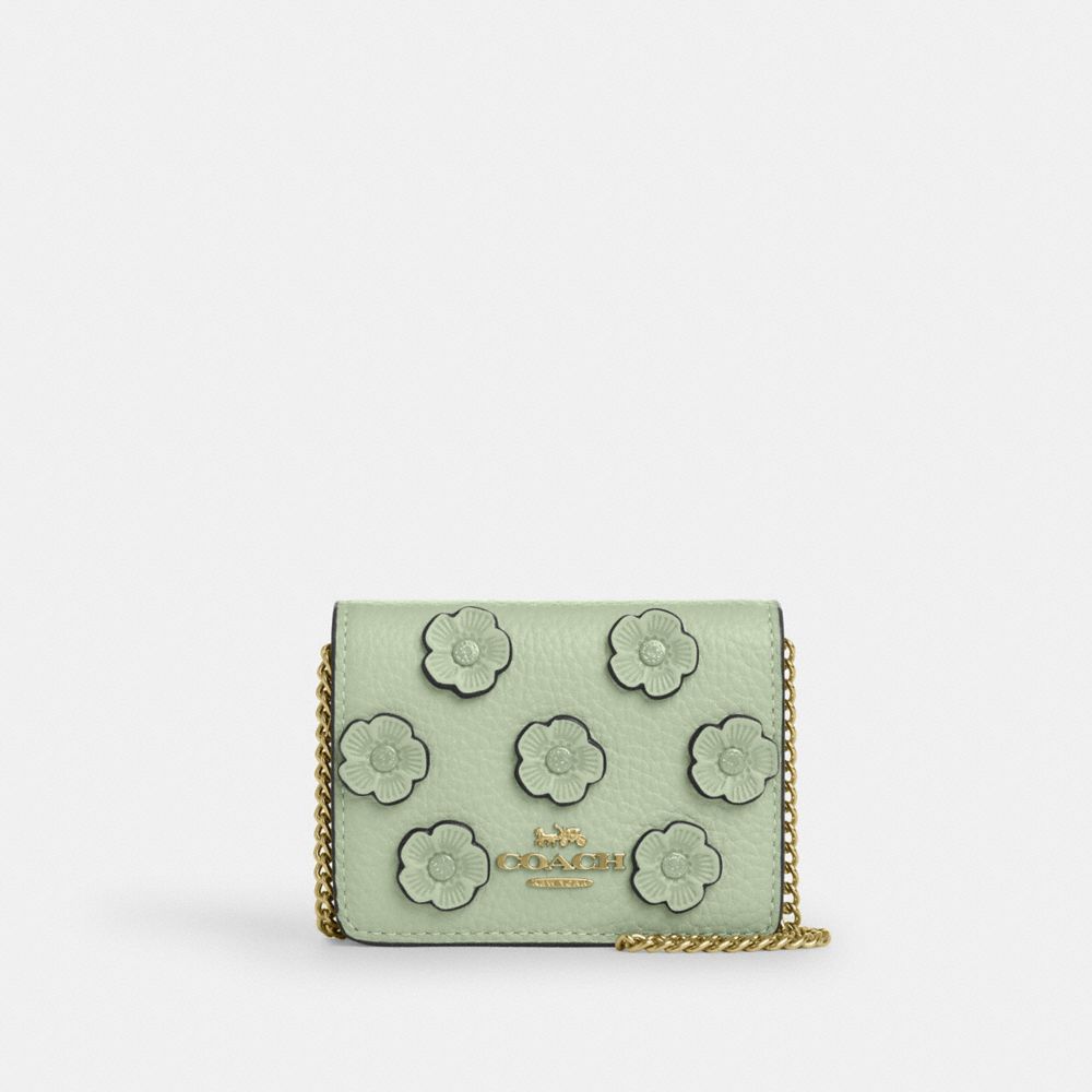 Mini Wallet On A Chain With Floral Applique
