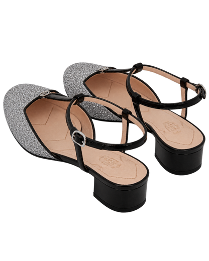 Calfskin Glitter Double G Slingback Flats