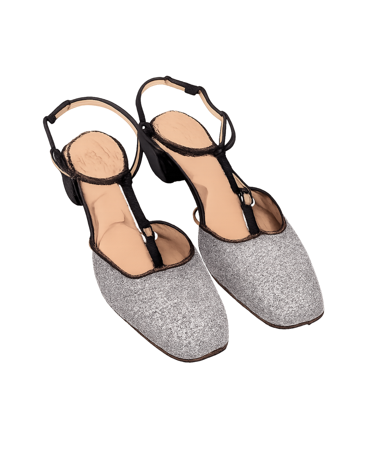 Calfskin Glitter Double G Slingback Flats