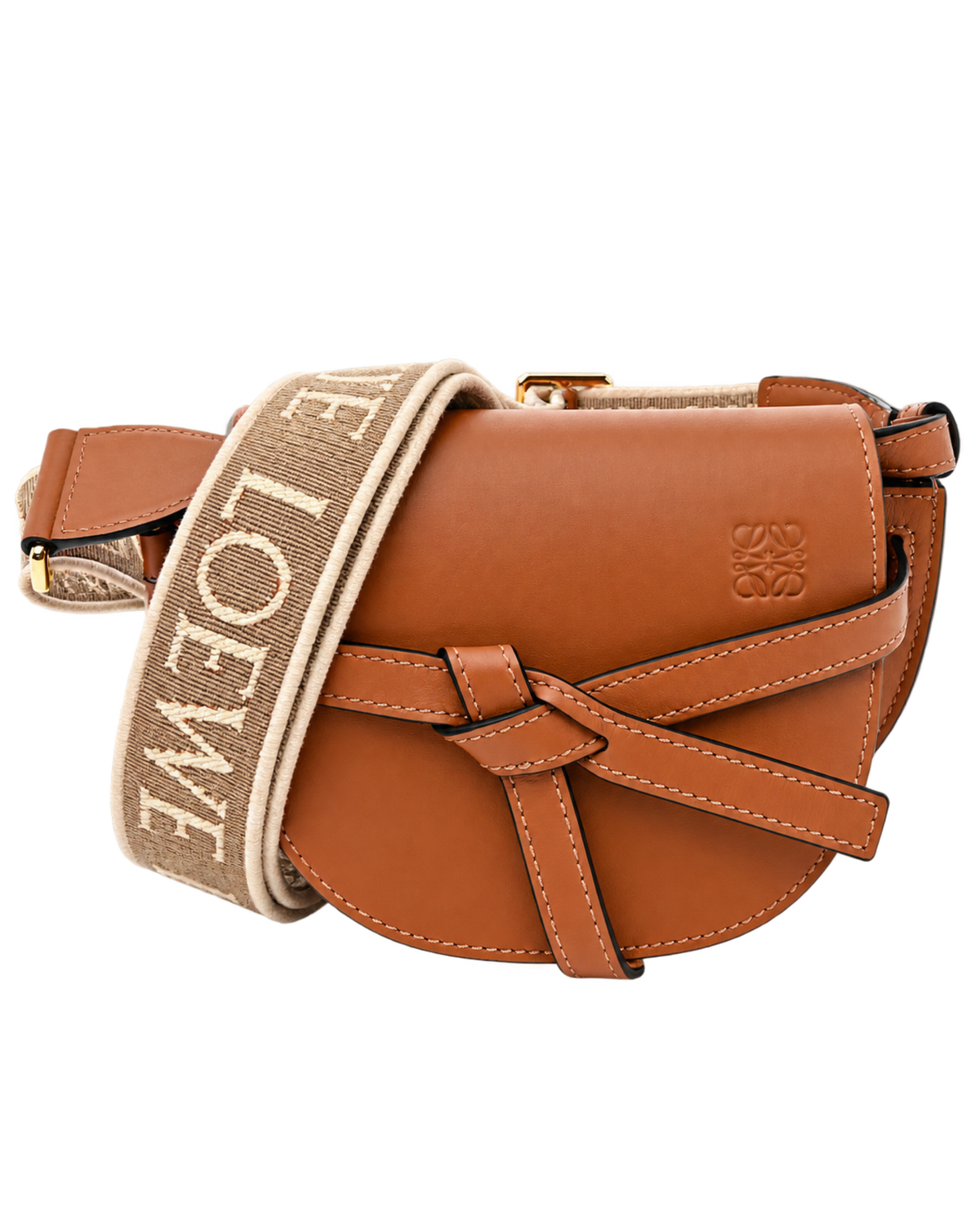 Calfskin Jacquard Mini Gate Dual Bag Tan