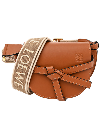 Calfskin Jacquard Mini Gate Dual Bag Tan