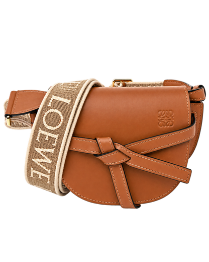 Calfskin Jacquard Mini Gate Dual Bag Tan