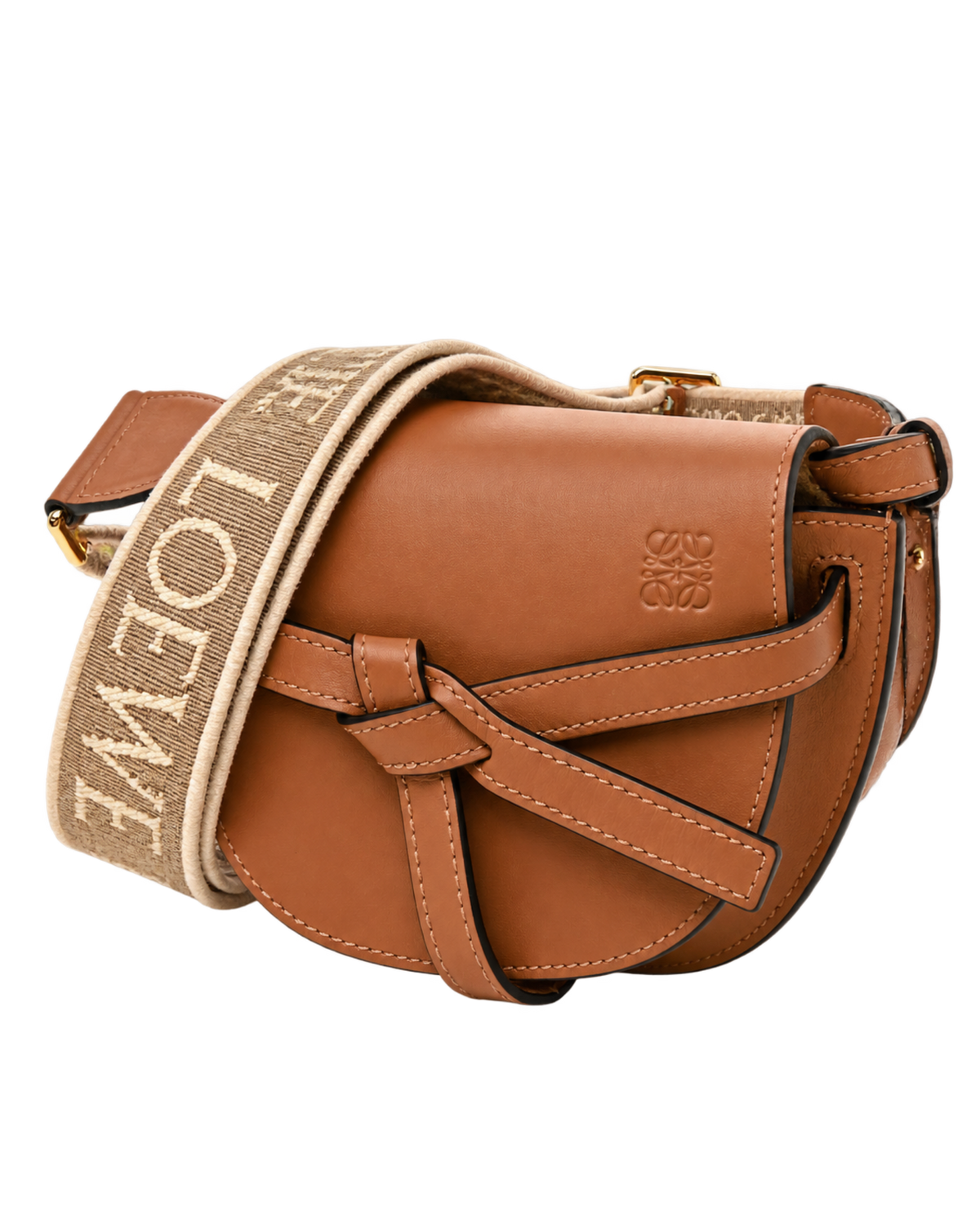 Calfskin Jacquard Mini Gate Dual Bag Tan