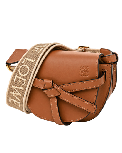Calfskin Jacquard Mini Gate Dual Bag Tan