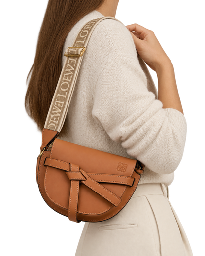 Calfskin Jacquard Mini Gate Dual Bag Tan
