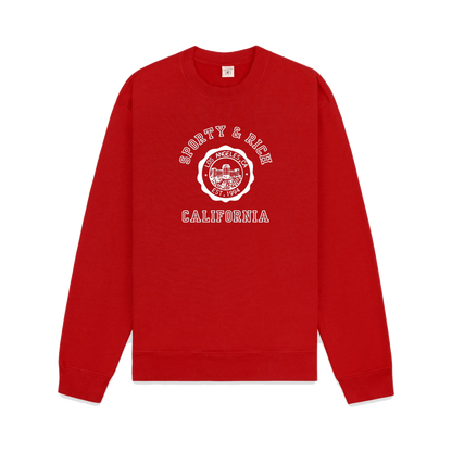 California Emblem Crewneck - Ruby/White