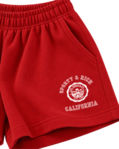 California Emblem Disco Short - Ruby/White
