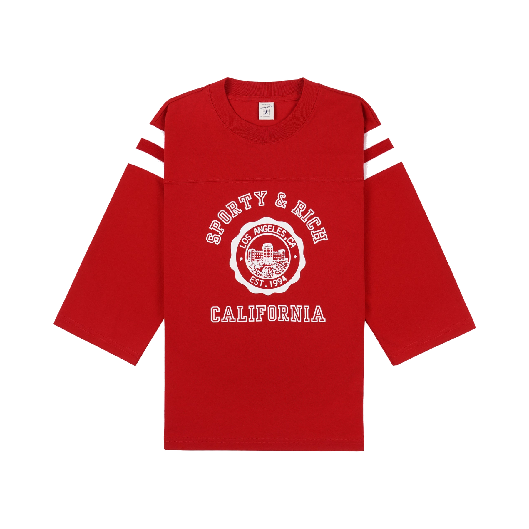 California Emblem Long Football Tee - Ruby/White