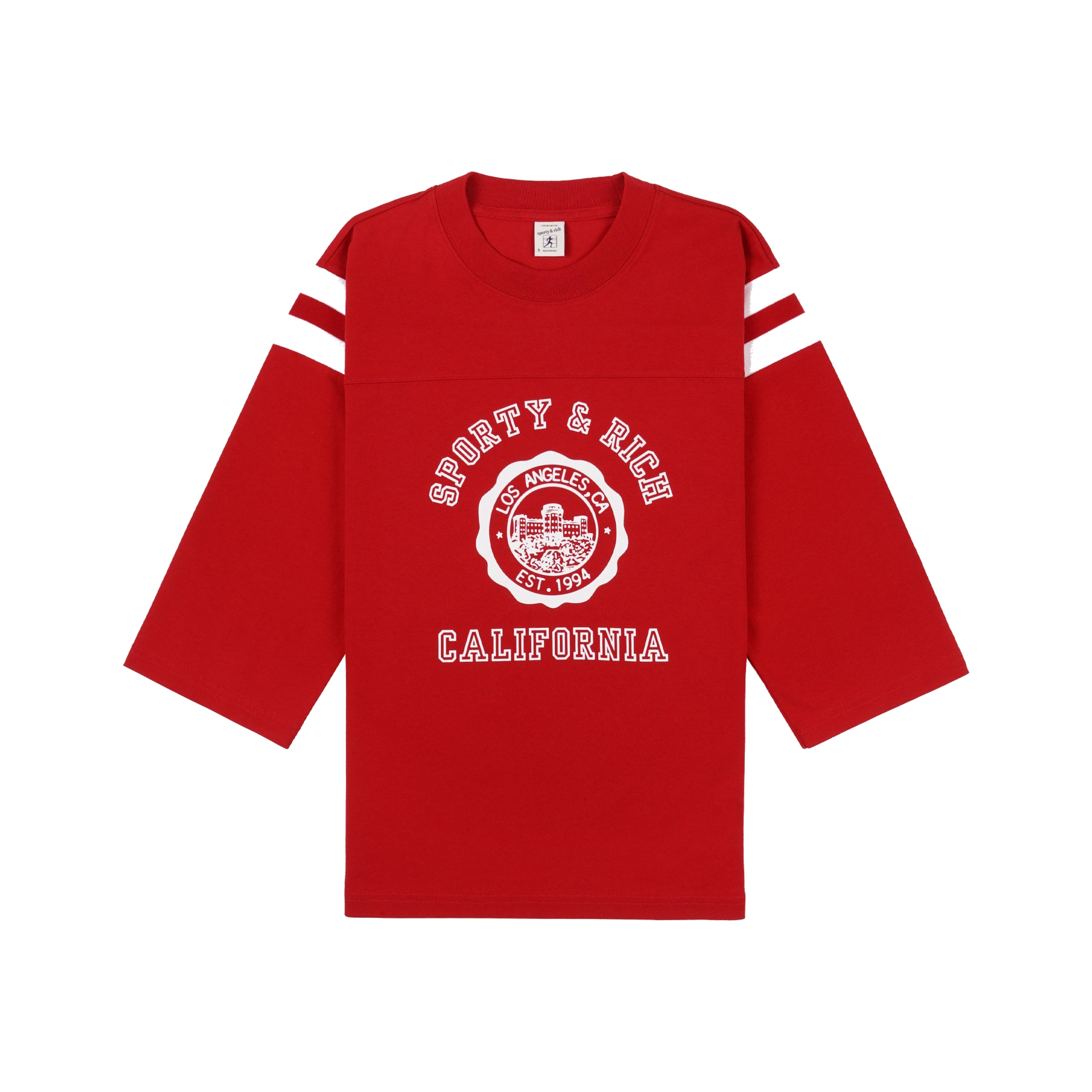 California Emblem Long Football Tee - Ruby/White
