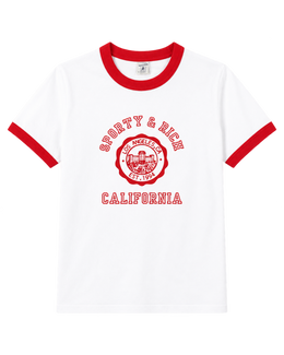 California Emblem Ringer Tee - White/Ruby