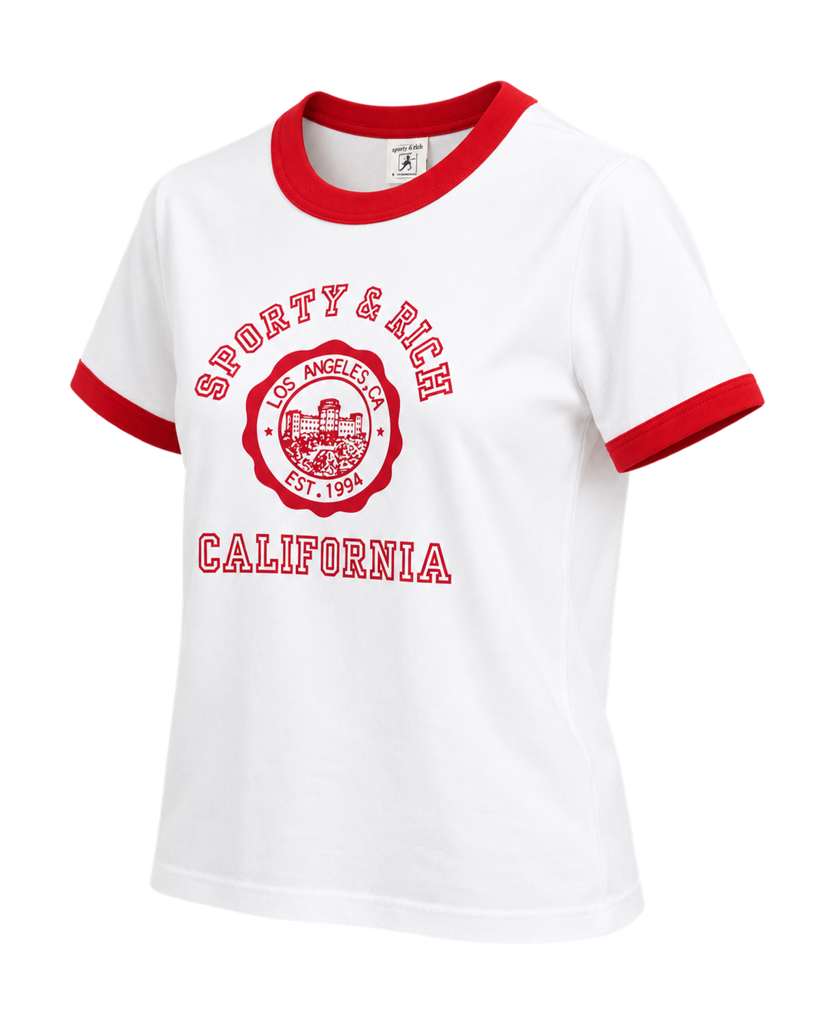 California Emblem Ringer Tee - White/Ruby