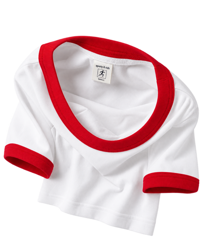 California Emblem Ringer Tee - White/Ruby