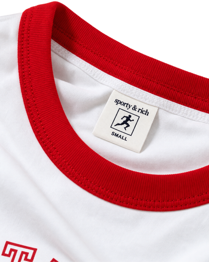 California Emblem Ringer Tee - White/Ruby