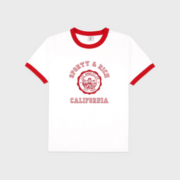 California Emblem Ringer Tee - White/Ruby