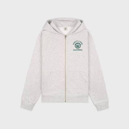 California Emblem Zip Hoodie - Heather Gray/Forest