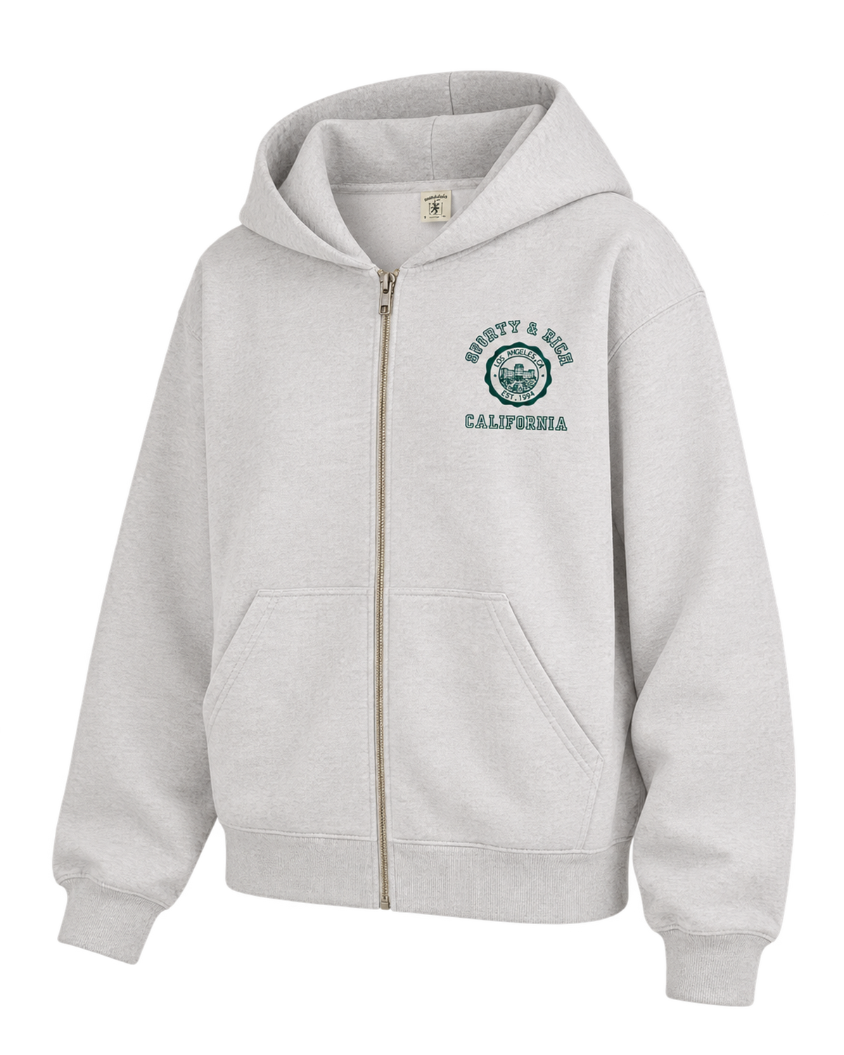 California Emblem Zip Hoodie - Heather Gray/Forest
