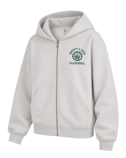 California Emblem Zip Hoodie - Heather Gray/Forest