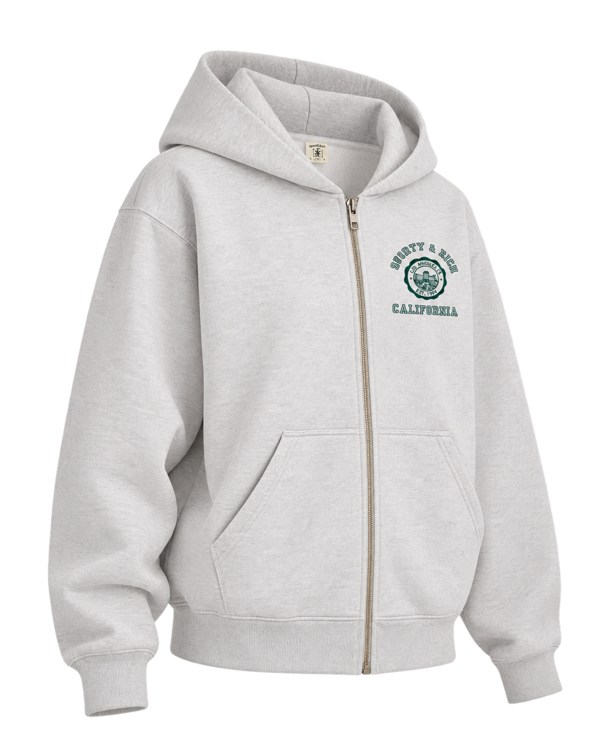 California Emblem Zip Hoodie - Heather Gray/Forest