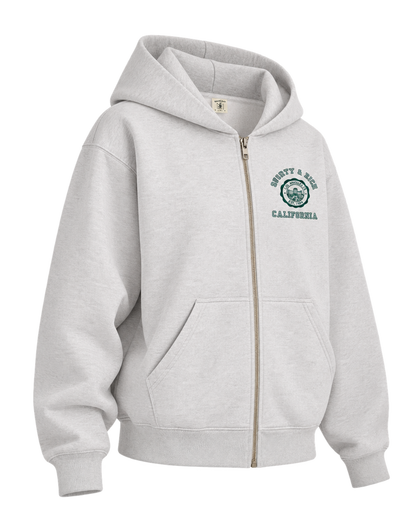 California Emblem Zip Hoodie - Heather Gray/Forest