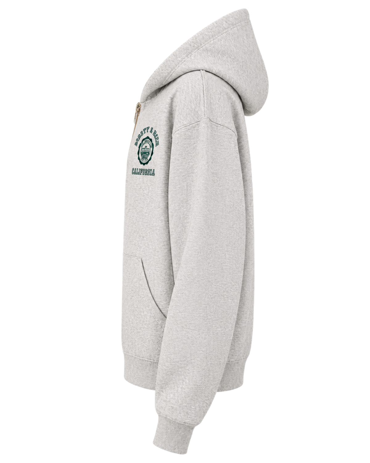California Emblem Zip Hoodie - Heather Gray/Forest
