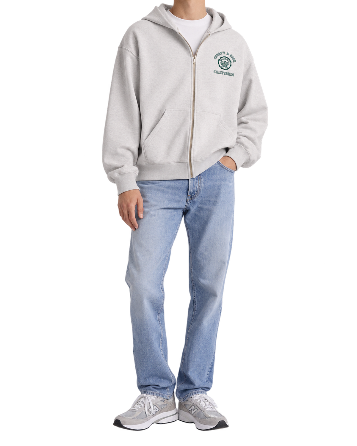 California Emblem Zip Hoodie - Heather Gray/Forest