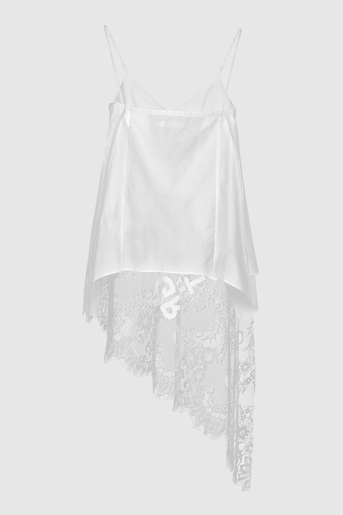 ASYMMETRIC V CUT CAMI W/ LACE OVERLAY