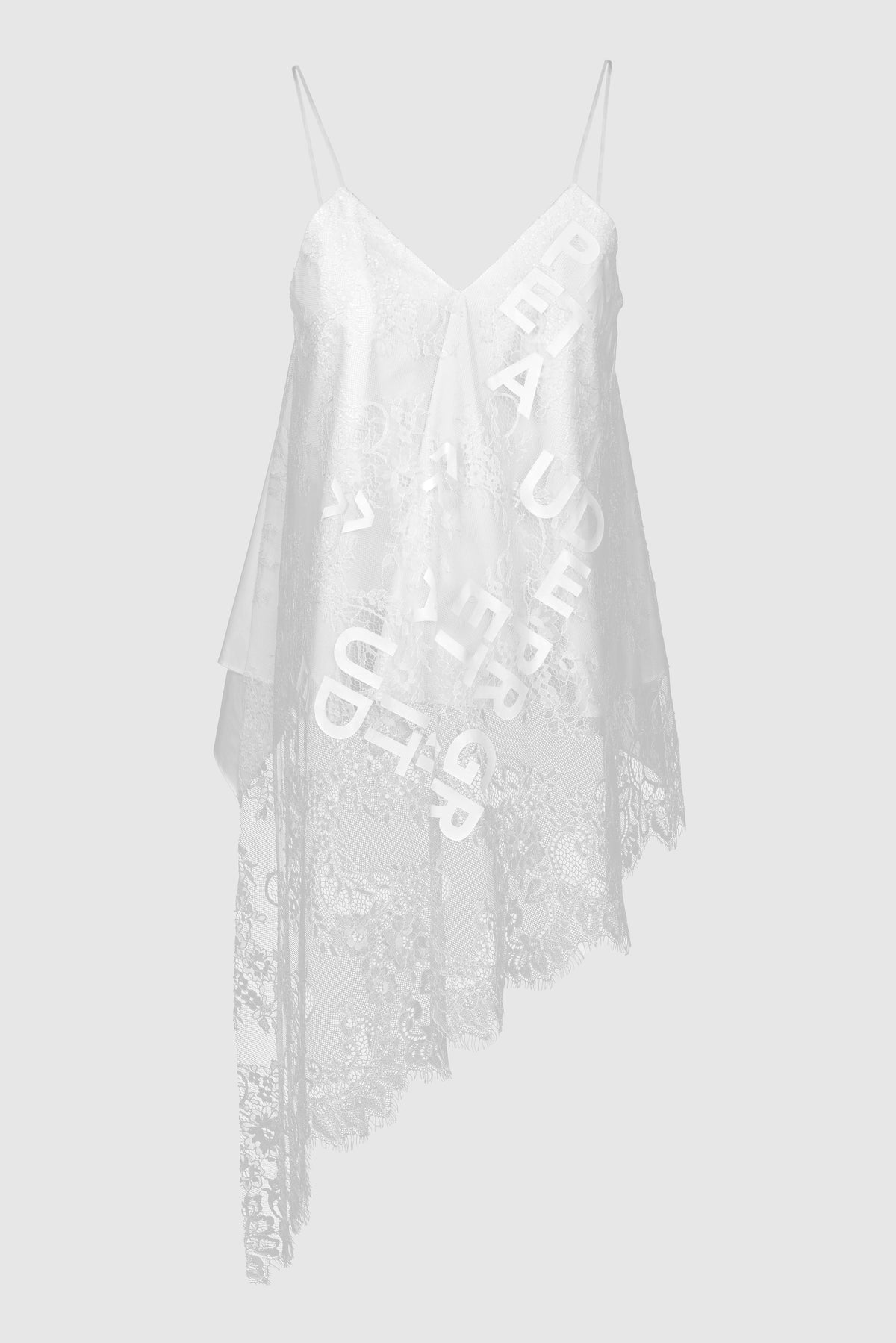 ASYMMETRIC V CUT CAMI W/ LACE OVERLAY