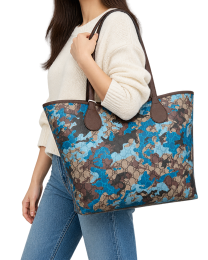 Camouflage Large GG Supreme Canvas Tote Bag