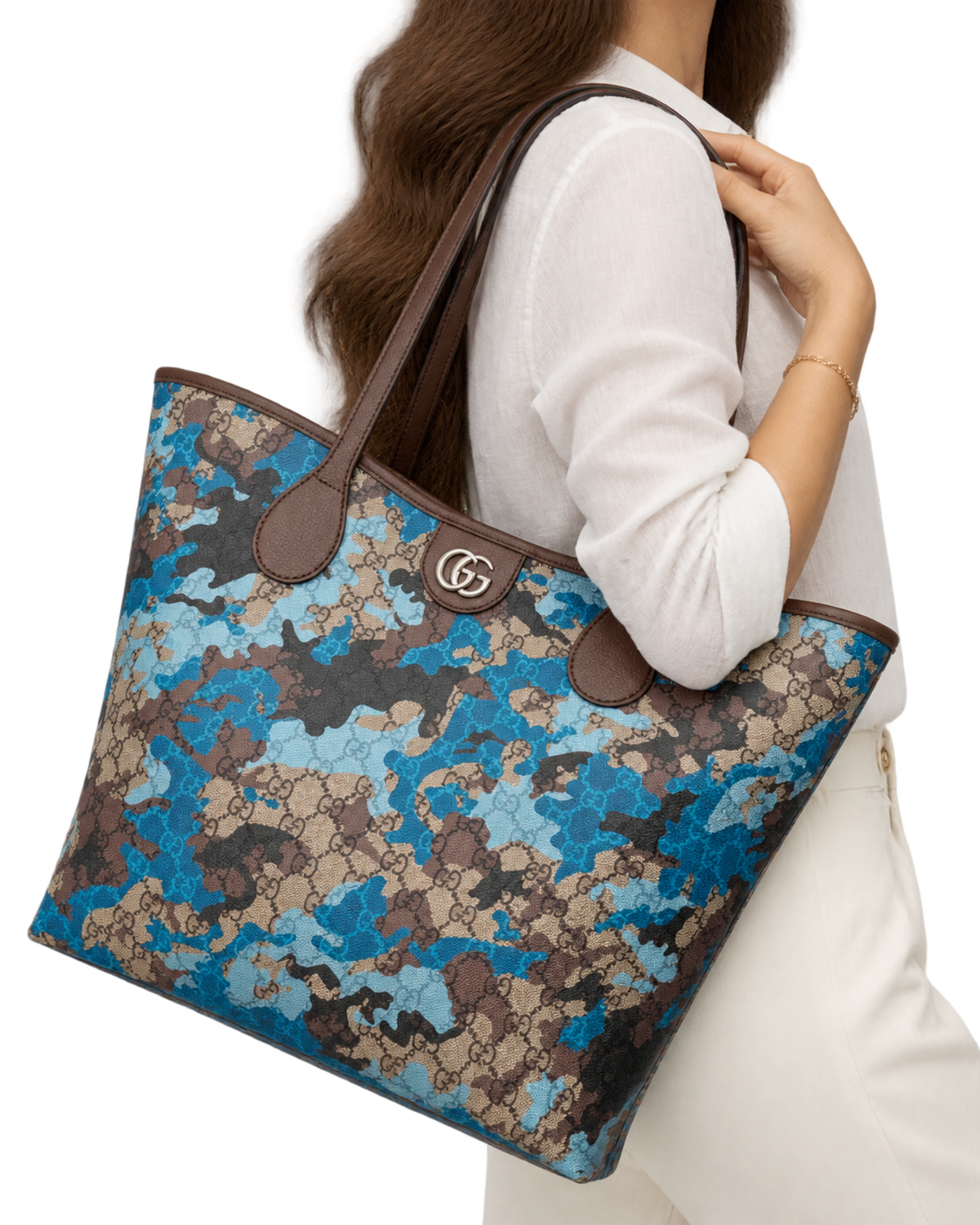 Camouflage Large GG Supreme Canvas Tote Bag
