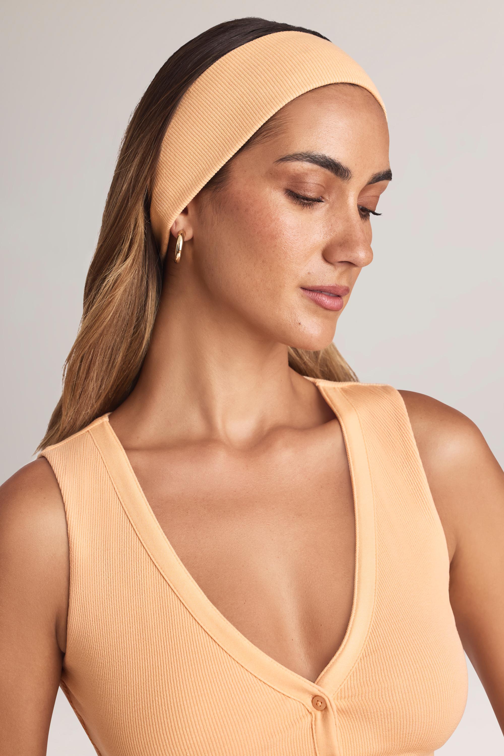 Modal Ribbed Headband in Peach