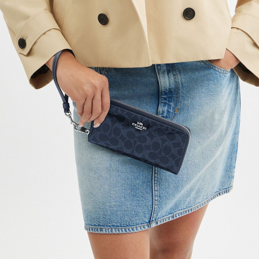 Long Zip Around Wallet In Signature Canvas