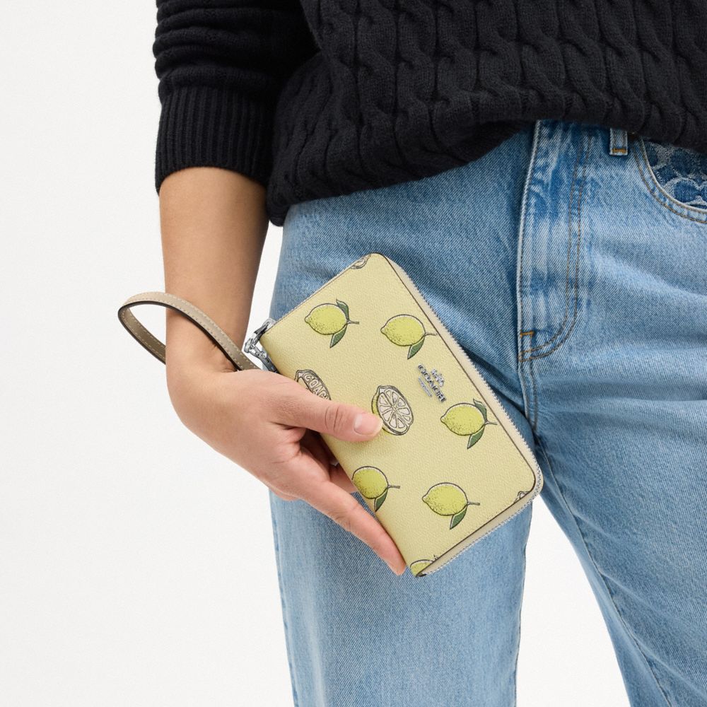 Long Zip Around Wallet With Lemon Print