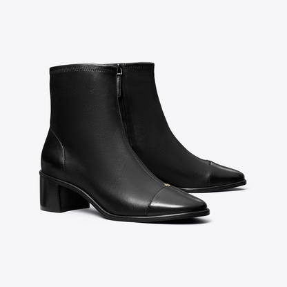 Cap-Toe Low-Heel Ankle Boot