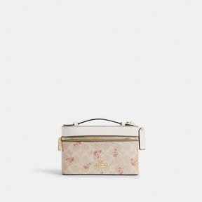 Cosmetic Case In Signature Canvas With Floral Print