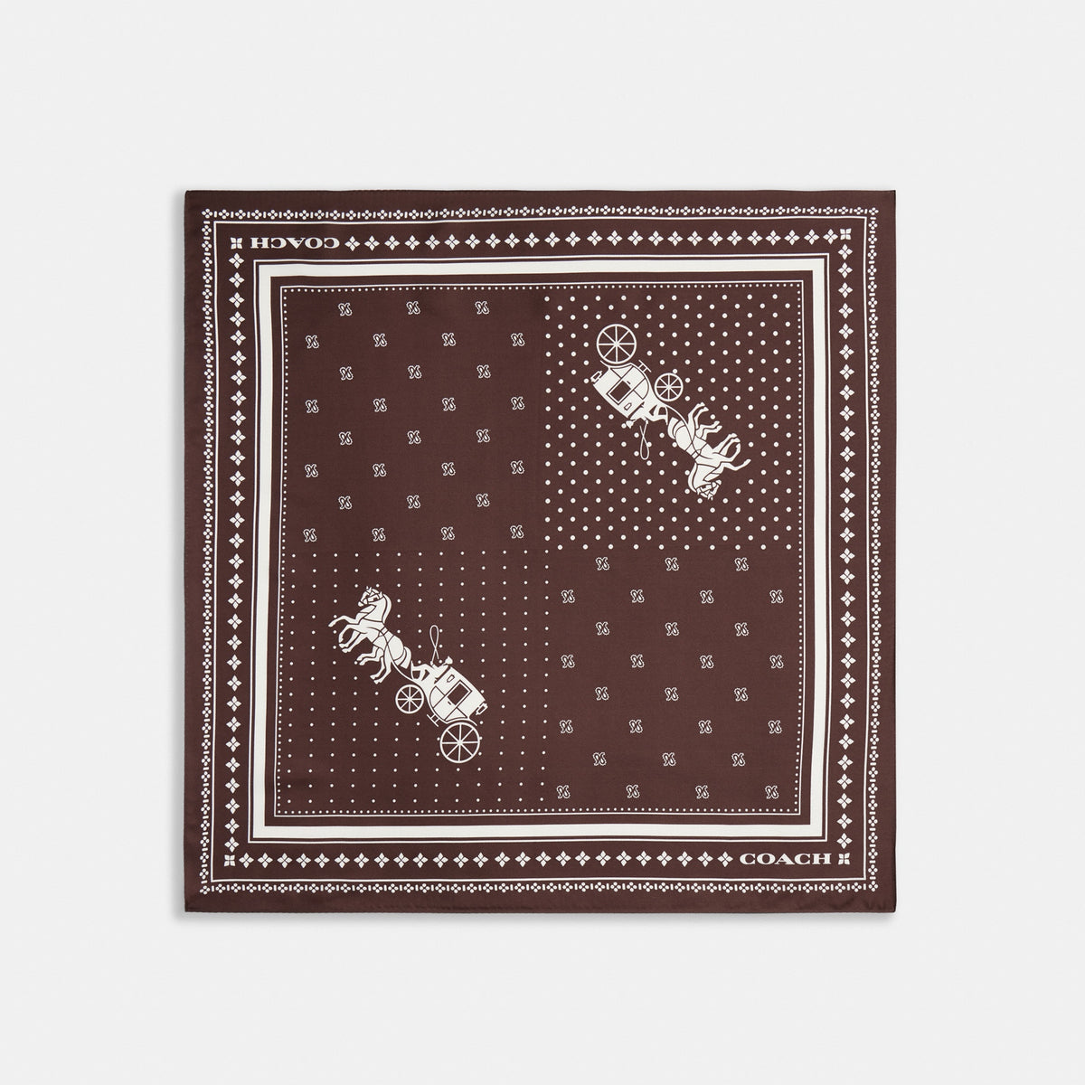 Horse And Carriage Dot Print Silk Bandana