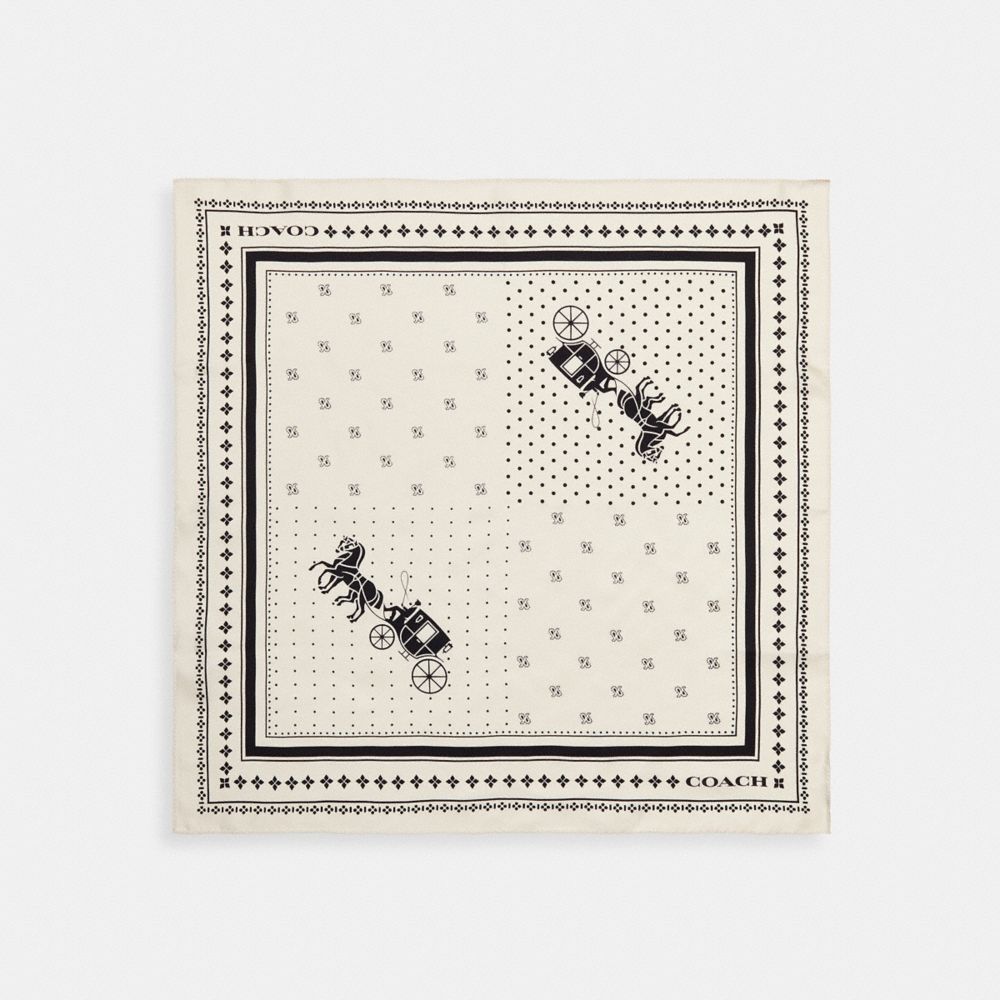 Horse And Carriage Dot Print Silk Bandana