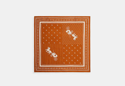 Horse And Carriage Dot Print Silk Bandana