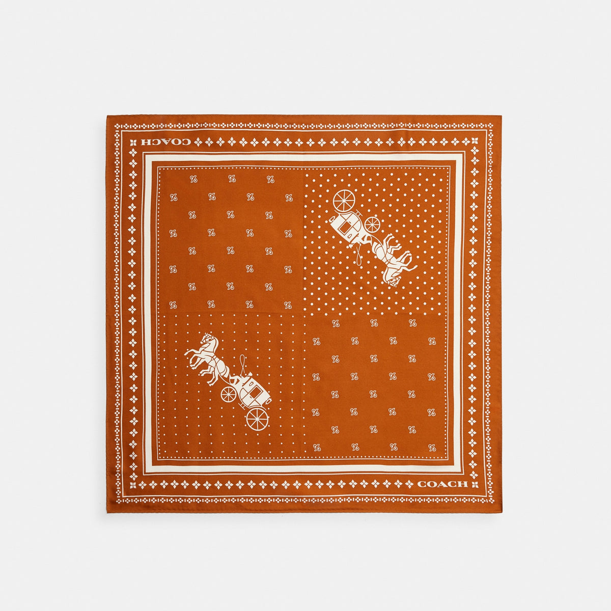 Horse And Carriage Dot Print Silk Bandana