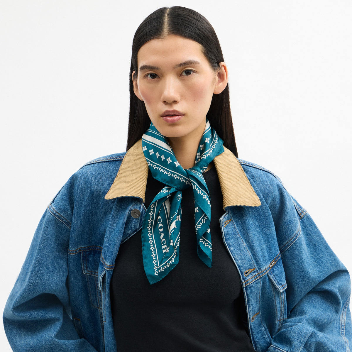 Horse And Carriage Dot Print Silk Bandana