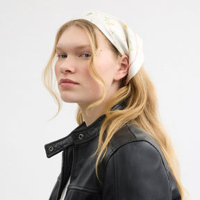 Tossed Floral Print Silk Diamond Scarf