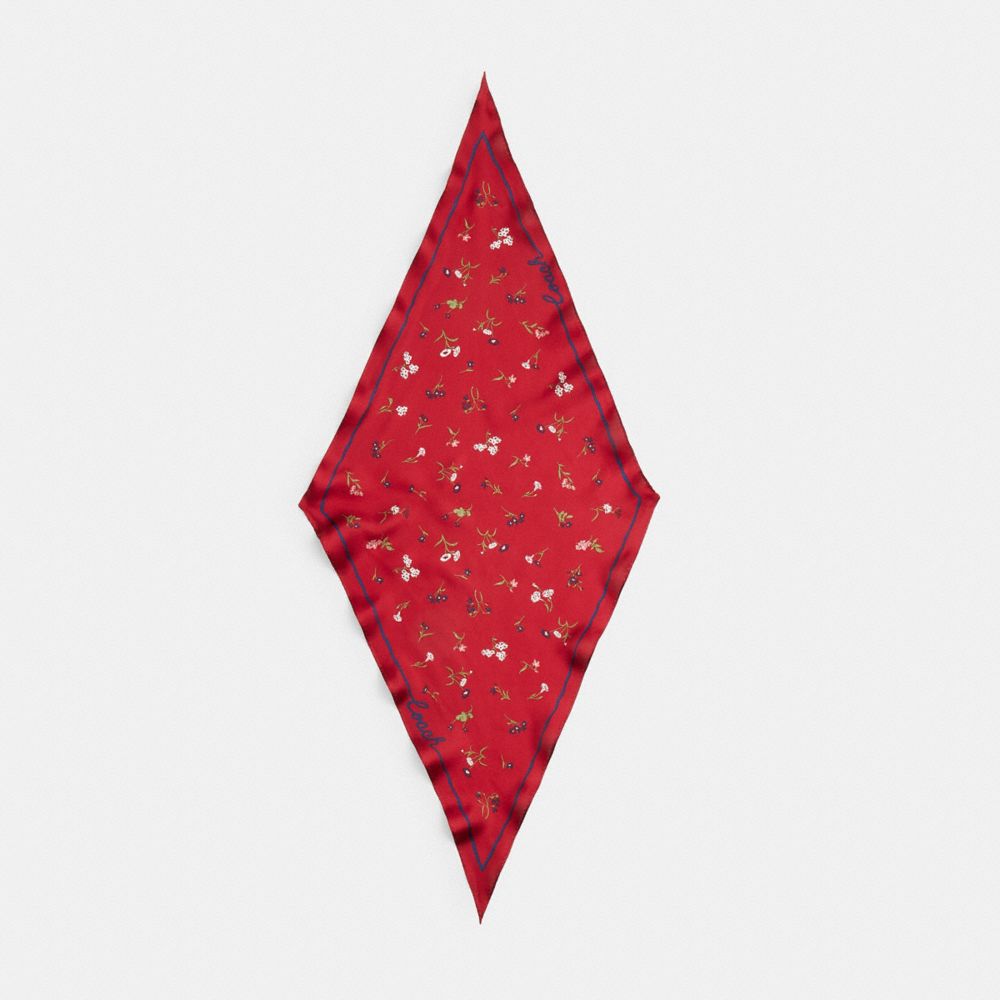 Tossed Floral Print Silk Diamond Scarf