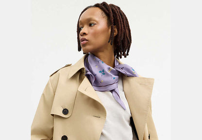 Tossed Floral Print Silk Diamond Scarf