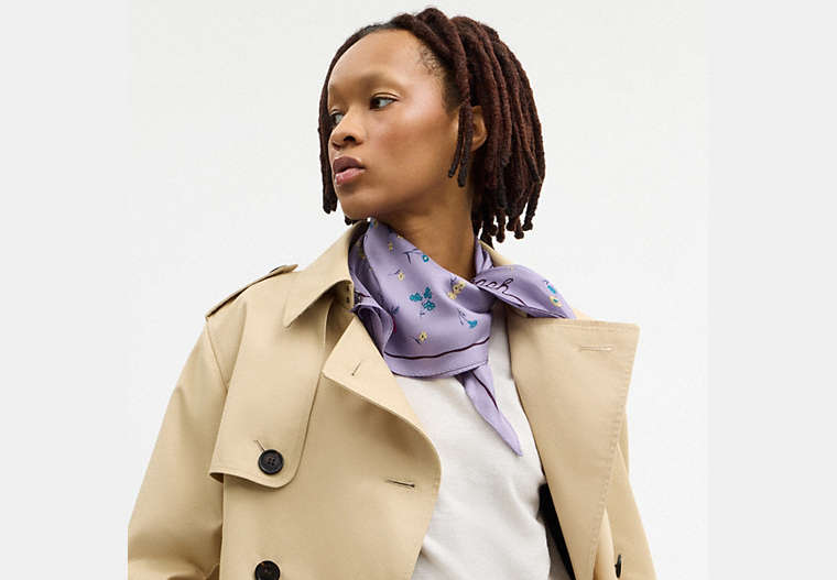 Tossed Floral Print Silk Diamond Scarf