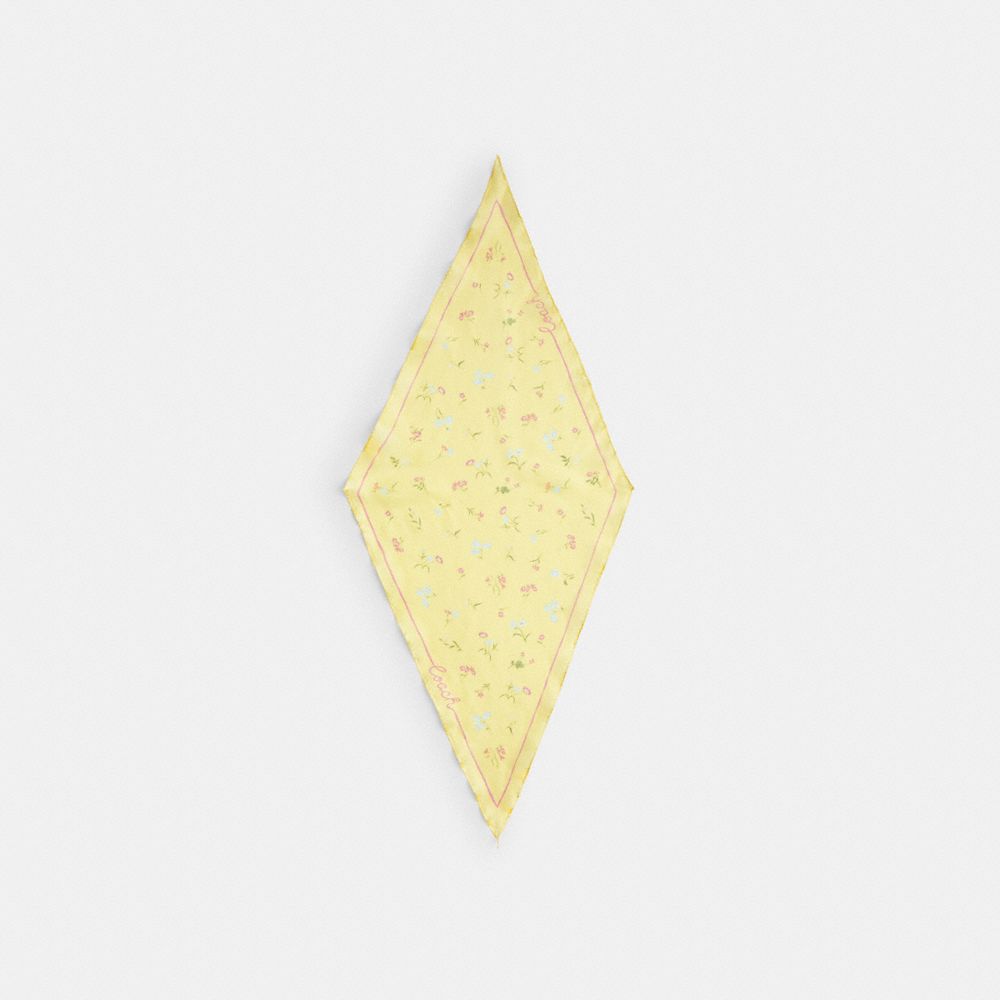 Tossed Floral Print Silk Diamond Scarf