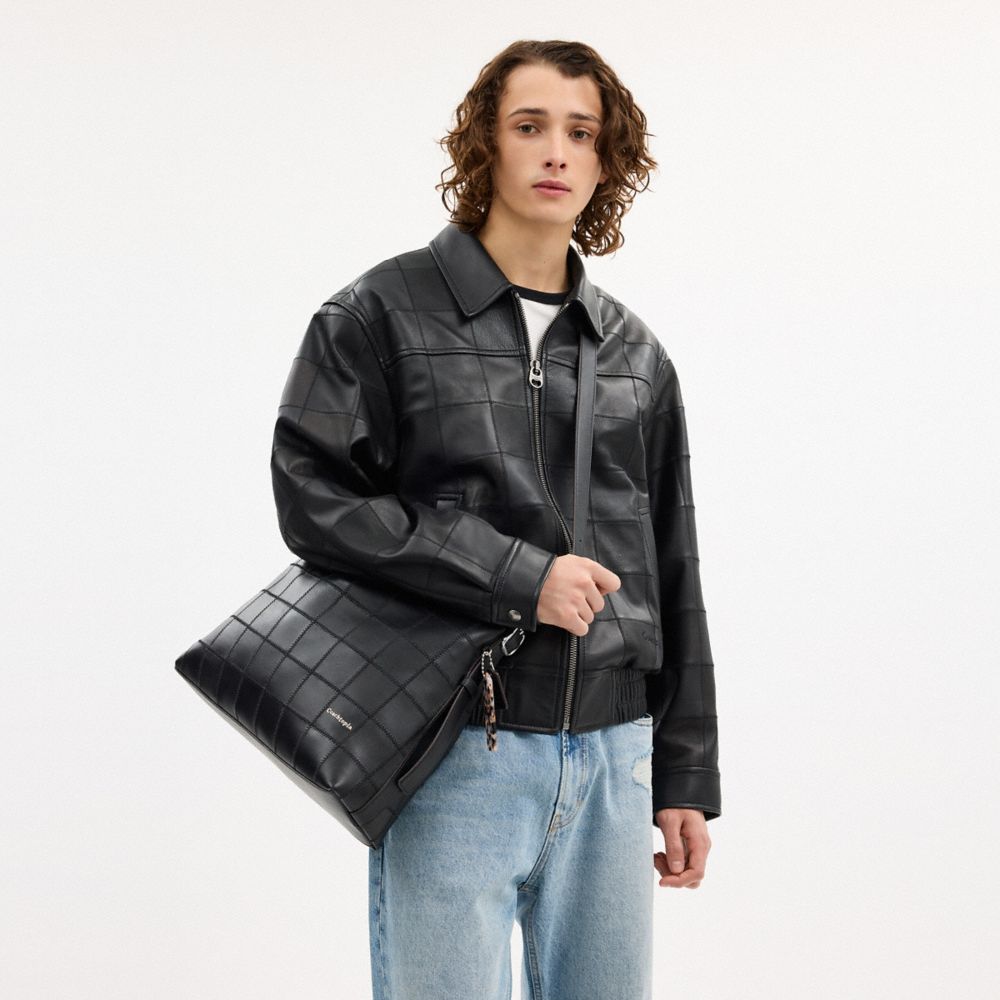 Alter/Ego Large Slouchy Shoulder Bag In Checkerboard Upcrafted Leather
