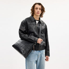 Alter/Ego Large Slouchy Shoulder Bag In Checkerboard Upcrafted Leather