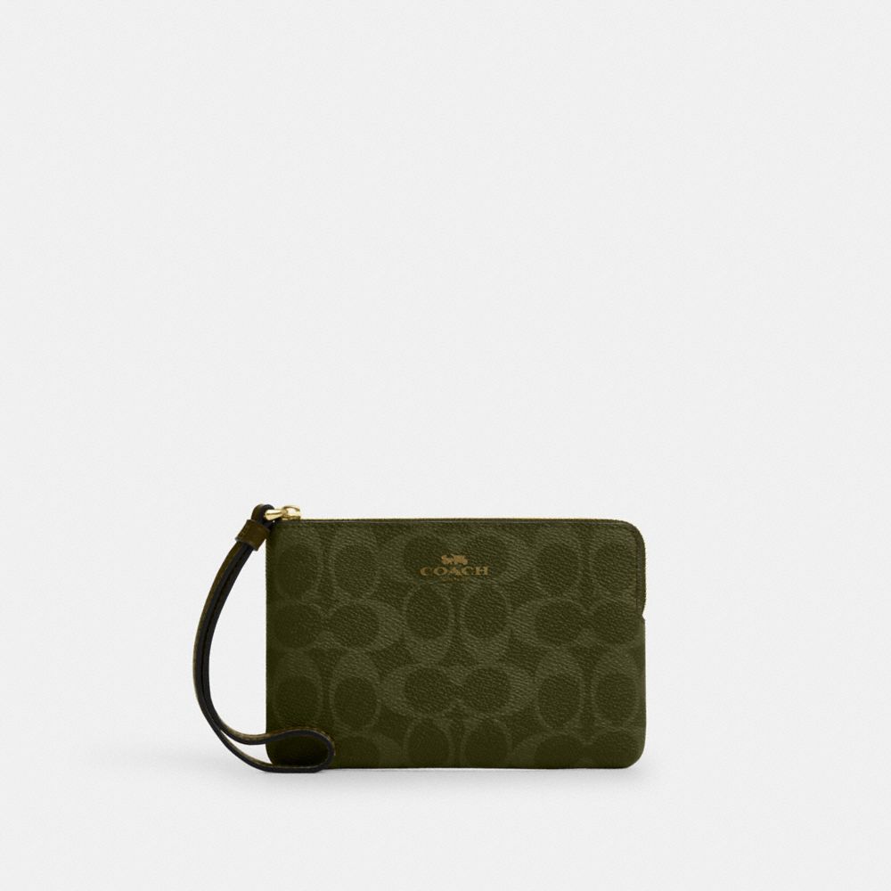 Corner Zip Wristlet In Signature Canvas
