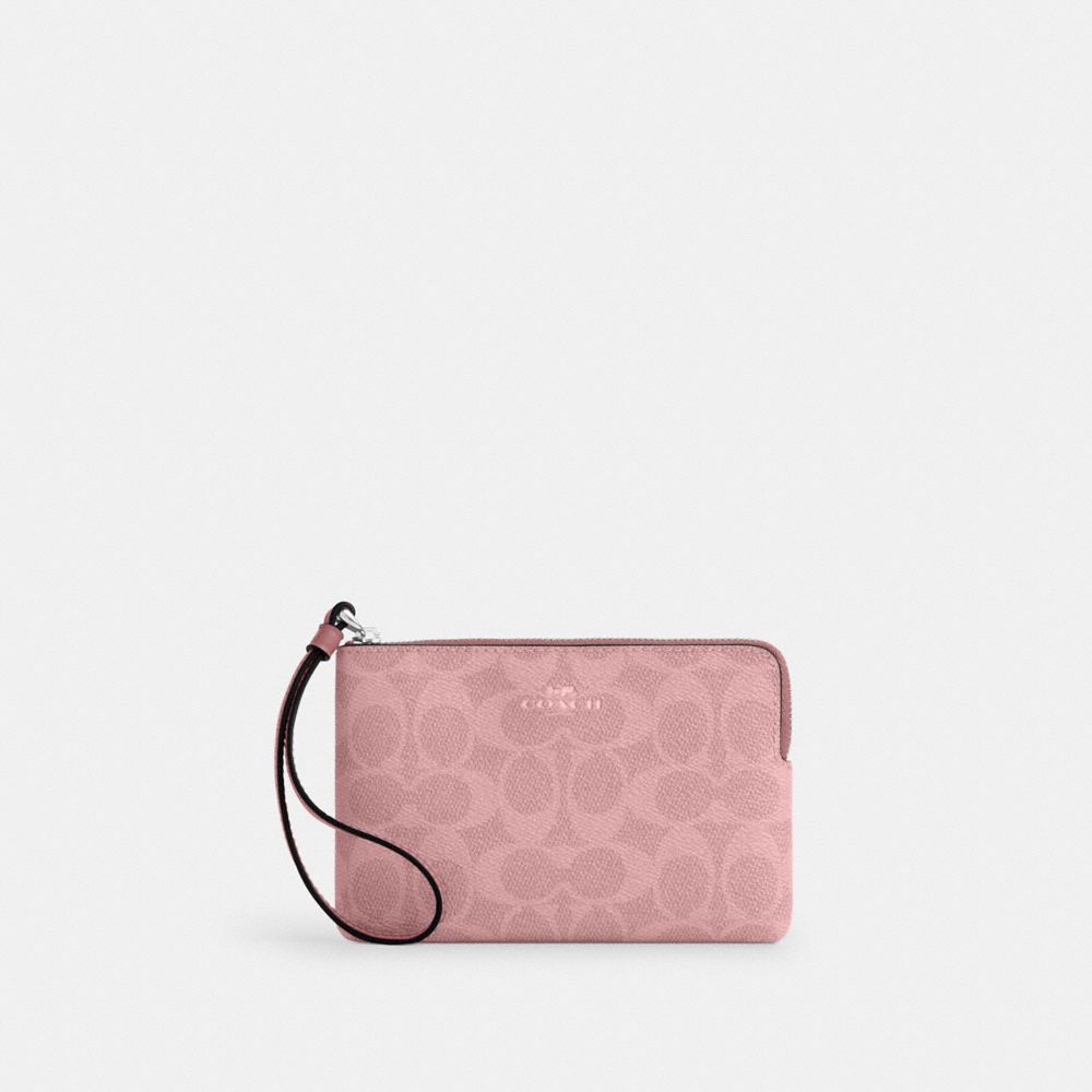 Corner Zip Wristlet In Signature Canvas