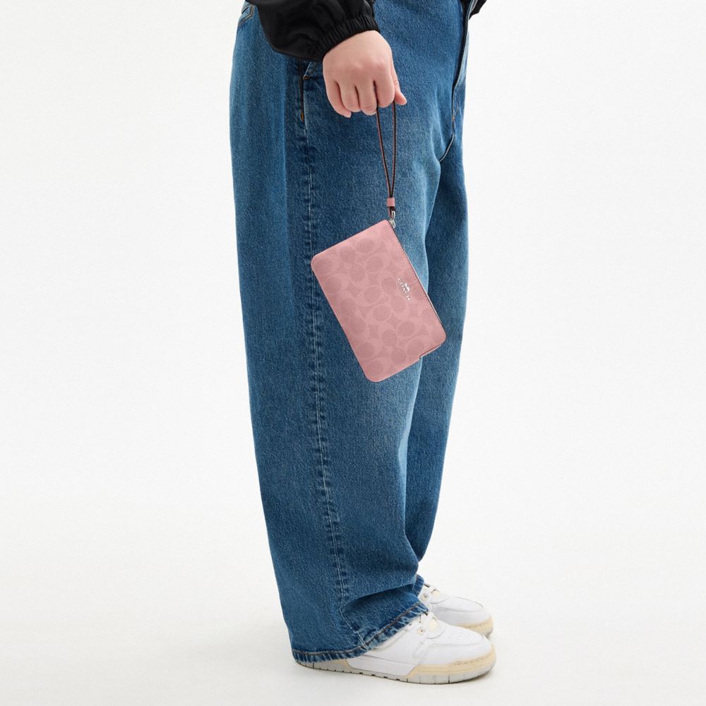 Corner Zip Wristlet In Signature Canvas