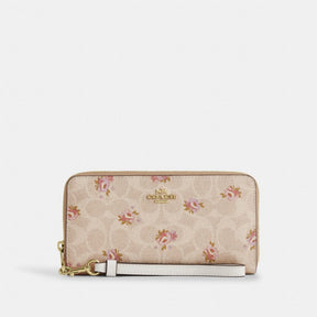 Long Zip Around Wallet In Signature Canvas With Floral Print